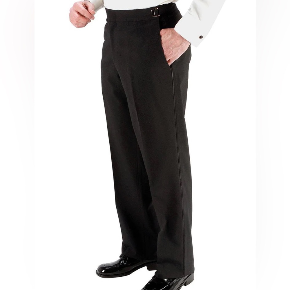 CARDI P710A-BLK Super 150 Adjustable Luxury Viscose Blend Tuxedo Pants SZ 40R